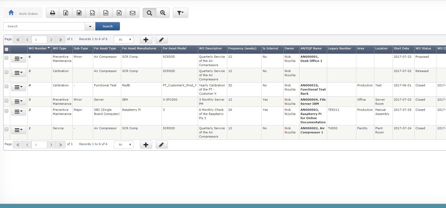 NS-CMMS — Maintenance work orders