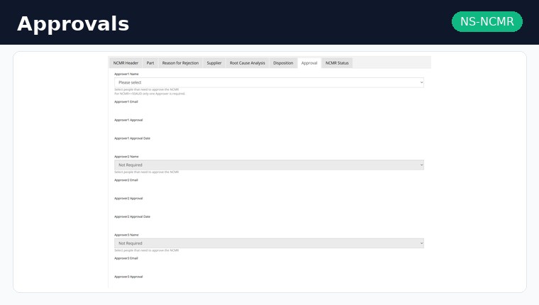NS-NCMR Approval Tab