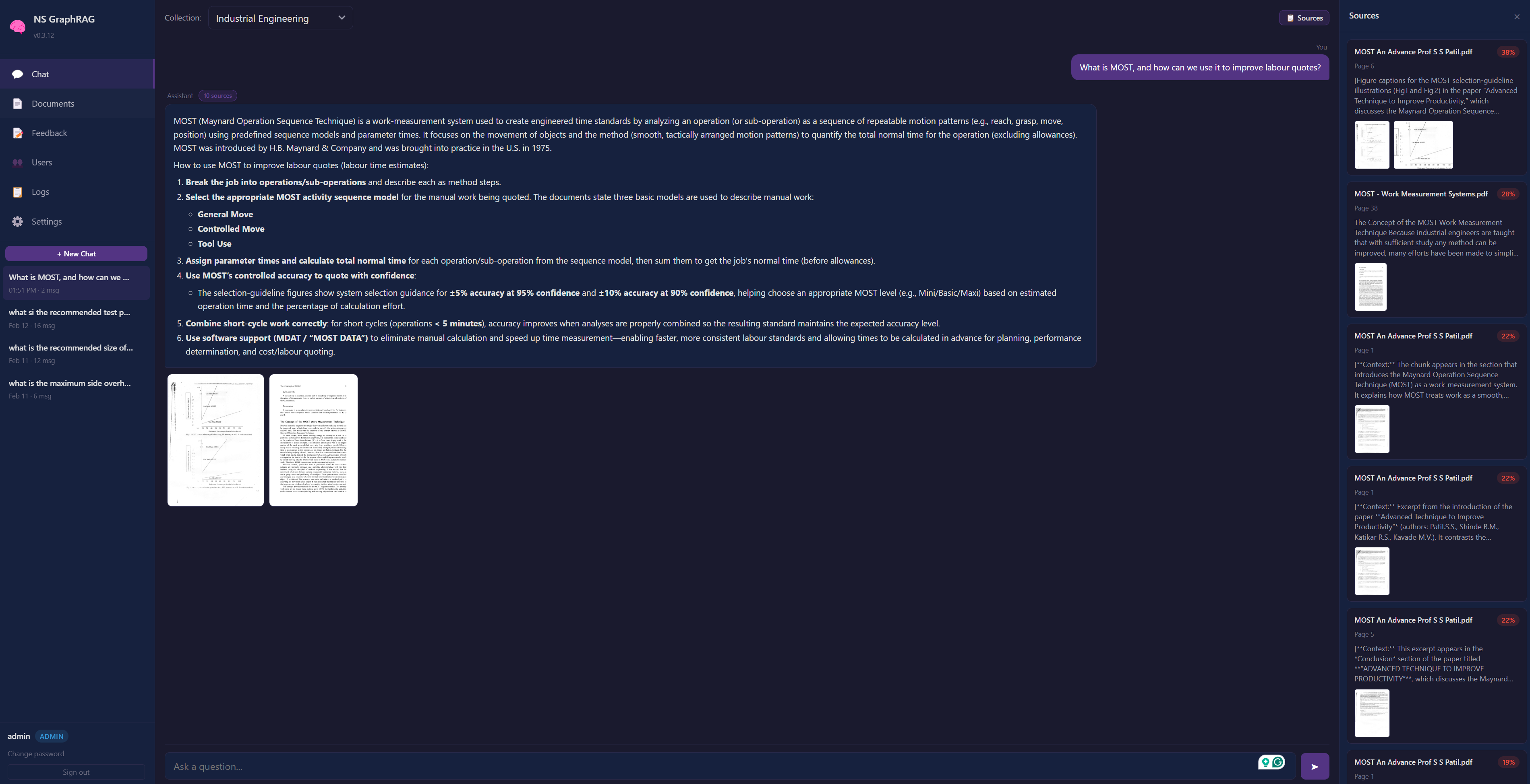 NS GraphRAG chat screenshot