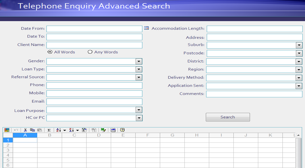 Telephone Enquiry Advanced Search