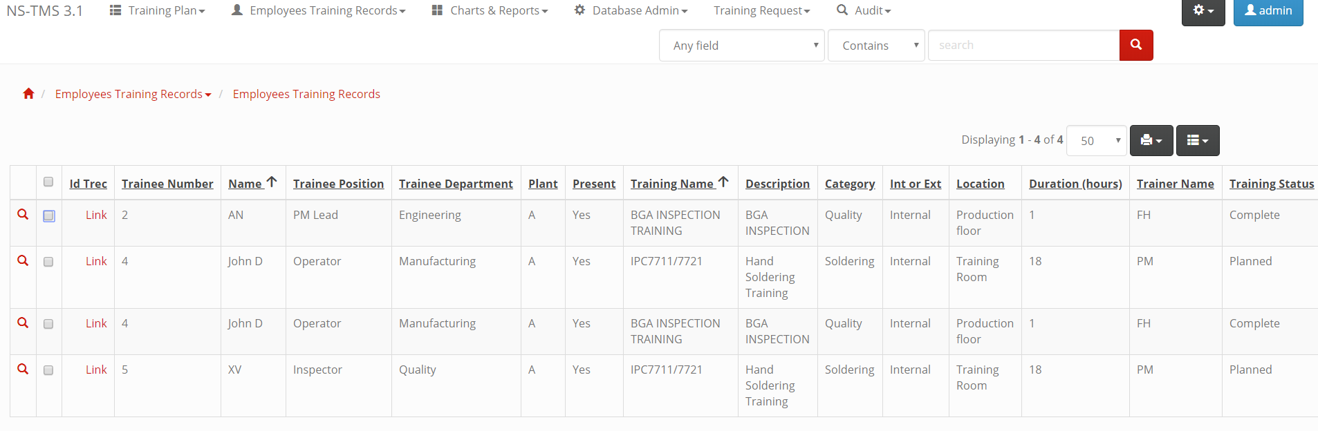 NS-TMS Employee Records