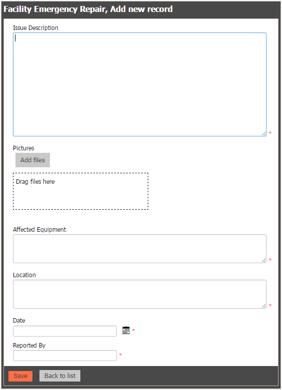 Add New Issue Form