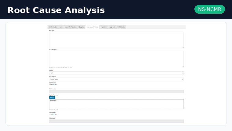 NS-NCMR Root Cause Analysis Tab