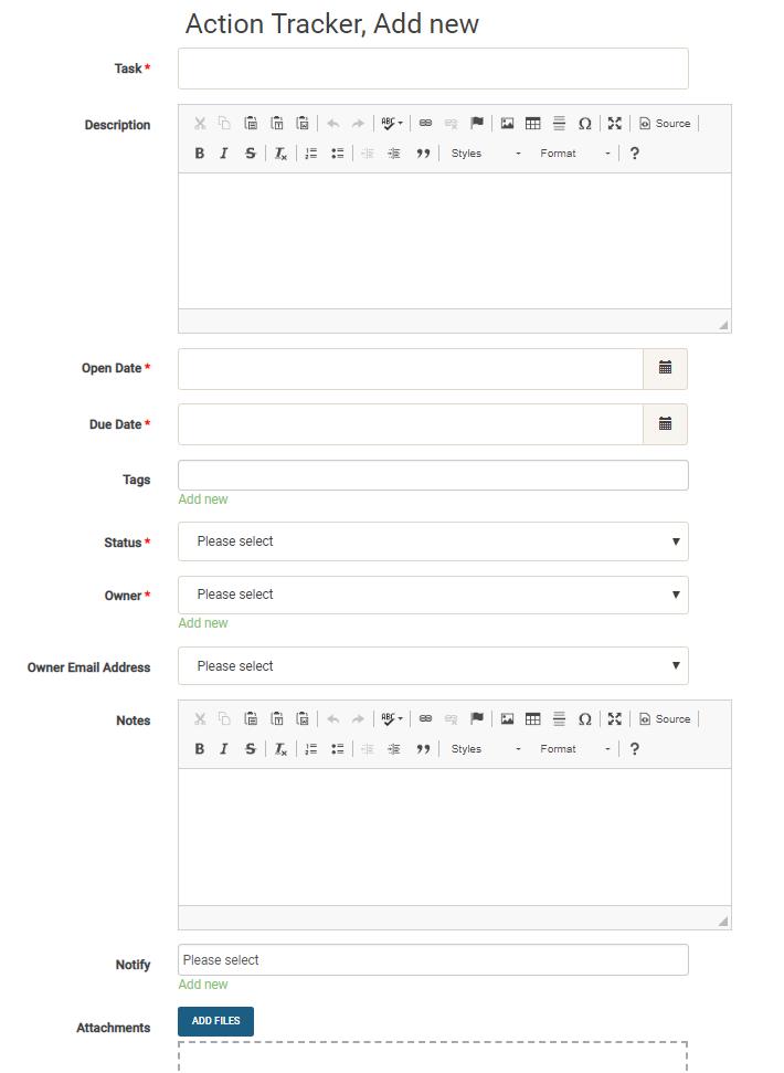Action Tracker Form